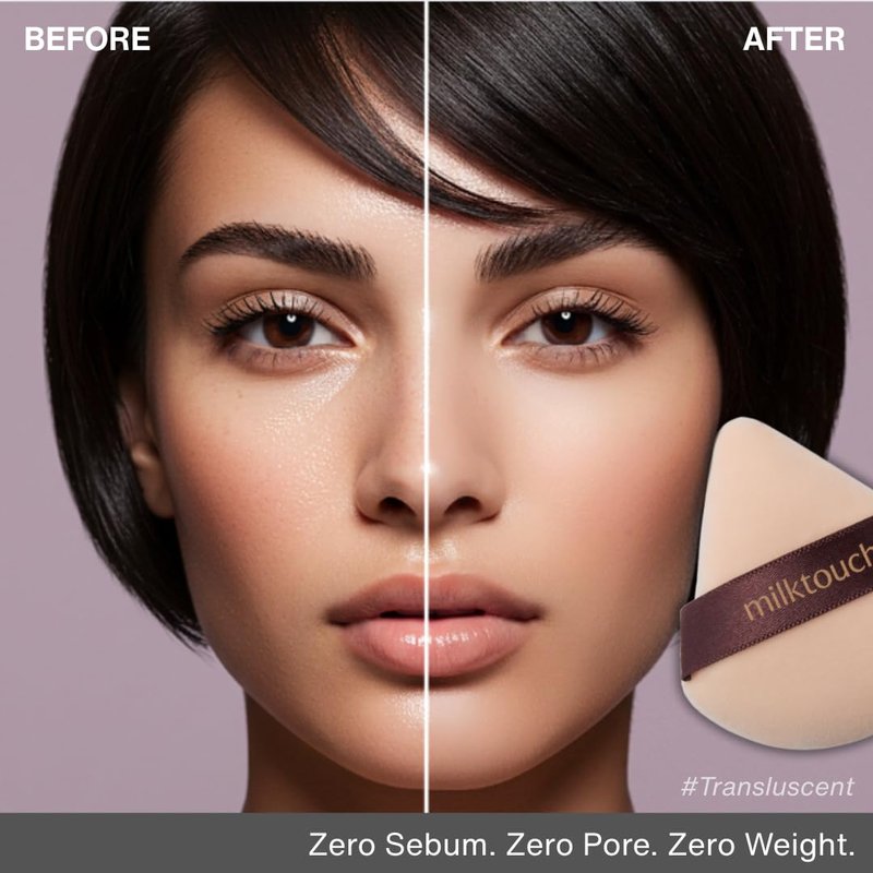 MILKTOUCH Air Blur Rice Setting Powder, Loose & Pressed Face Powder Foundation, Lightweight Vegan, Longwear 24H Blur Waterproof - Translucent