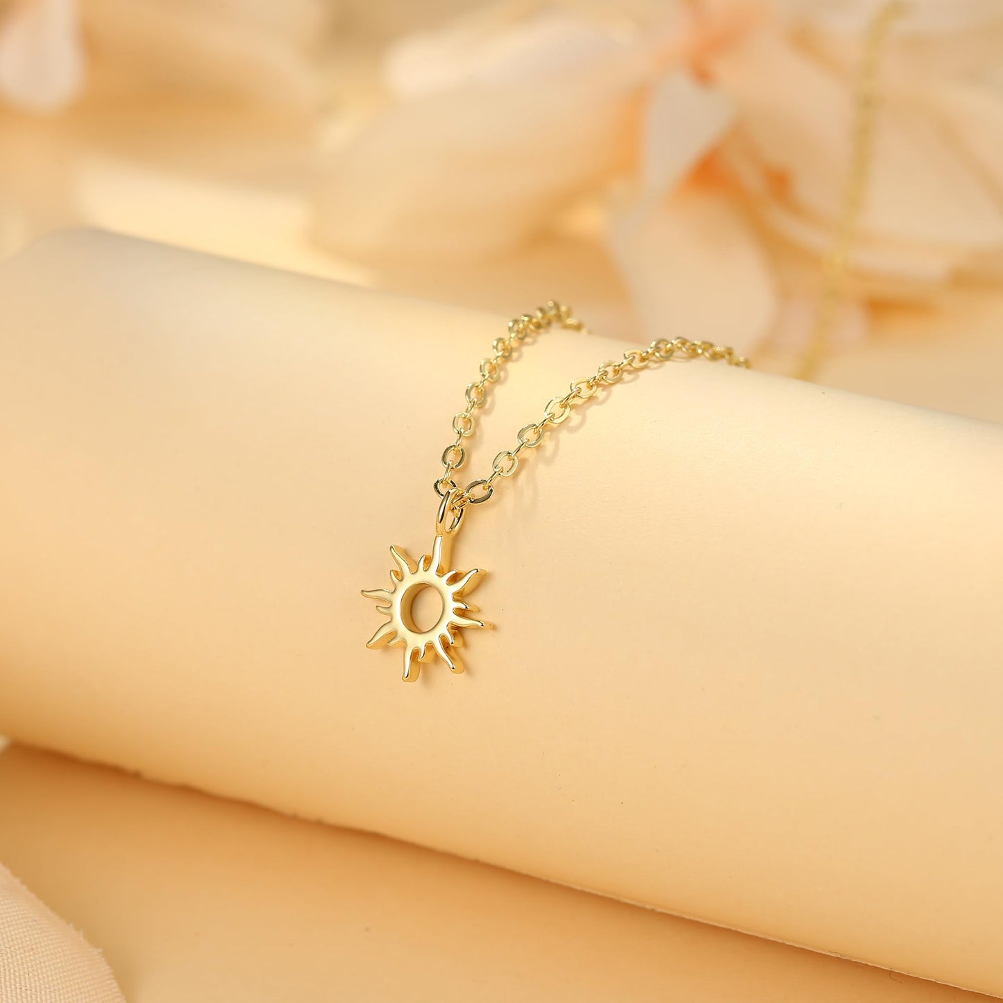 Ieftop Gold Necklace for Women - Dainty 14k Gold Plated Tiny Sun Choker Necklaces for Women Trendy Jewelry