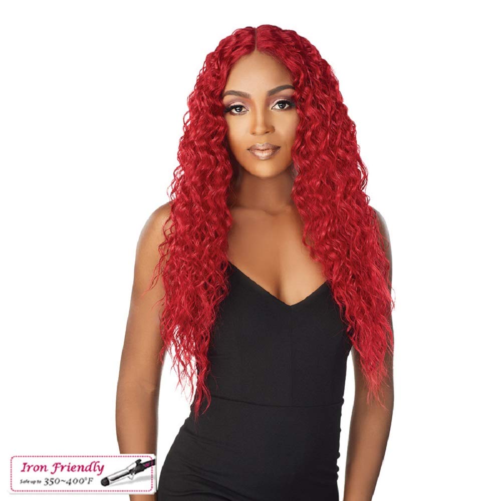 Synthetic Long Length Layered Wavy Wig - Center Part | 5G True HD Transparent Swiss Lace - Quinnie (1B)