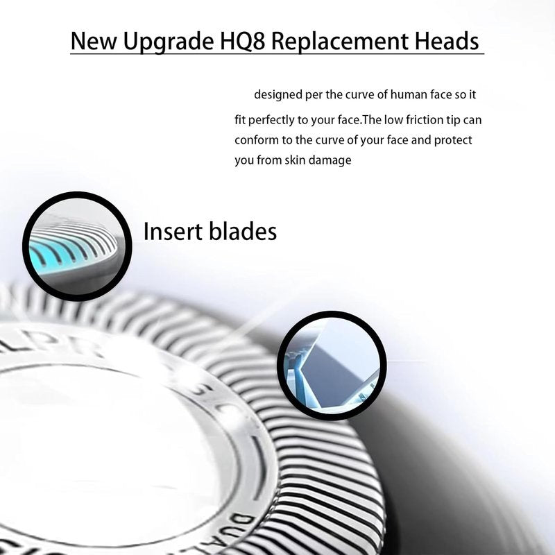 HQ8 Replacement Heads for Philips Norelco Aquatec Shavers - Upgraded Blades, 6-Pack | Compatible with PT720, PT730, AT880, AT830, AT810, AT815