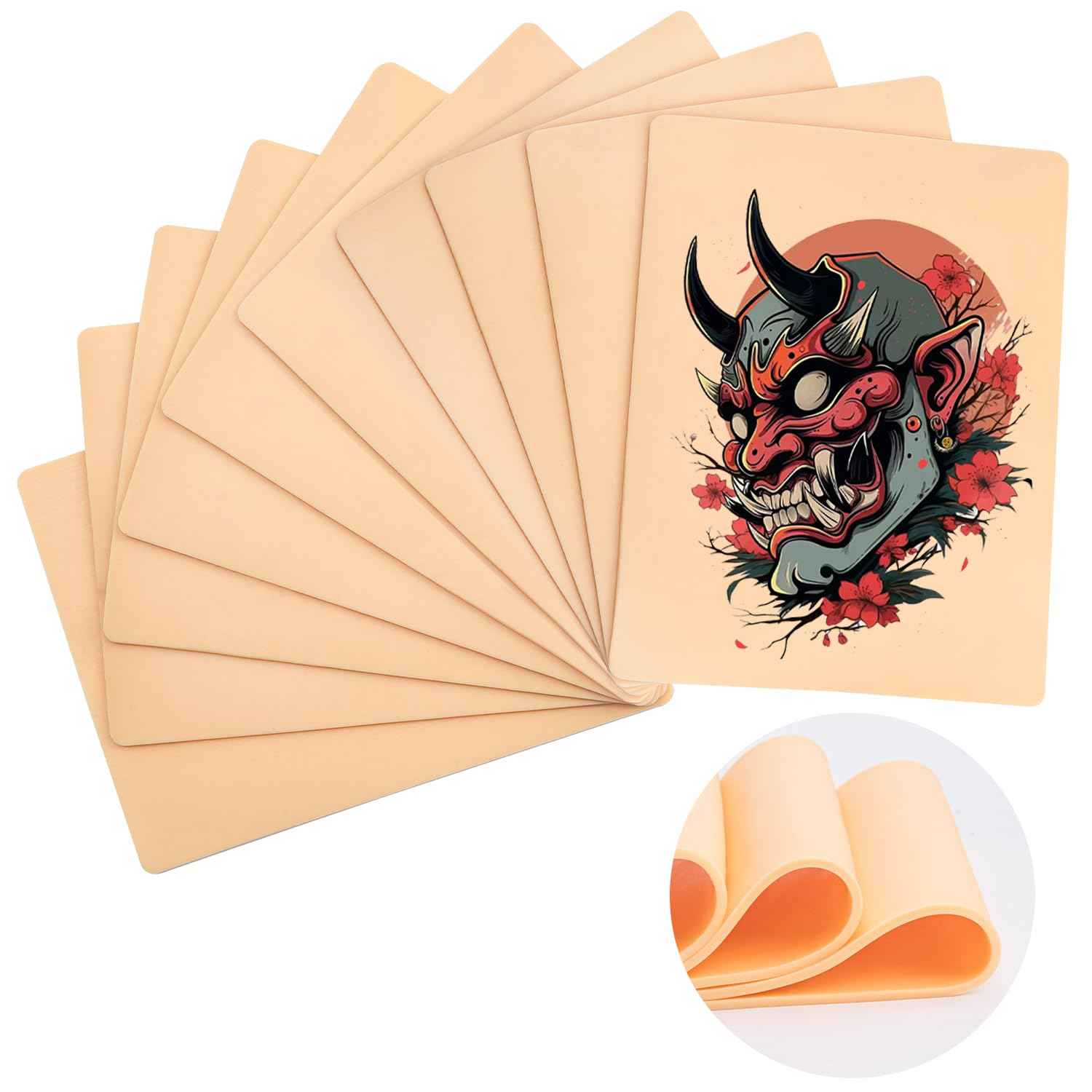 Tattoo Practice Skin, 10Pcs 3MM 8in x 6in Fake Skin Blank Tattoo Practice Skin, Double Sides Fake Skin, Tattoo for Beginners and Tattoo Artists Tattoo Supplies