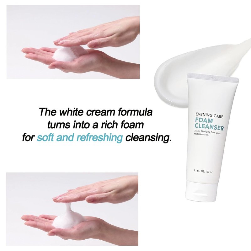 Gentle Daily Face Wash for Deep Cleansing and Refreshing Skin For a.t.o.m.y Evening Care Foam Cleanser (150ml x 2 packs)