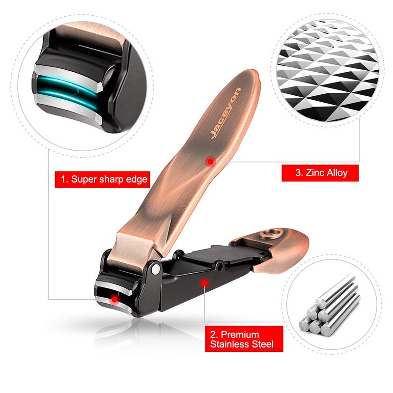 Fingernail and Toenail Clipper with Catcher, Profession Anti Splash Nail Clippers for Women, No-Mess Nail Cutter for Men, Sharp Stainless Steel Nail Trimmer Jaceyon