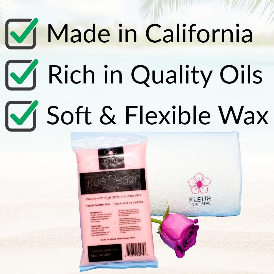 FLEUR DE SPA Paraffin Wax Refill 2lb bundle | Peach & Lavender | USA Made | At-Home Spa Experiene Hand & Foot Wax