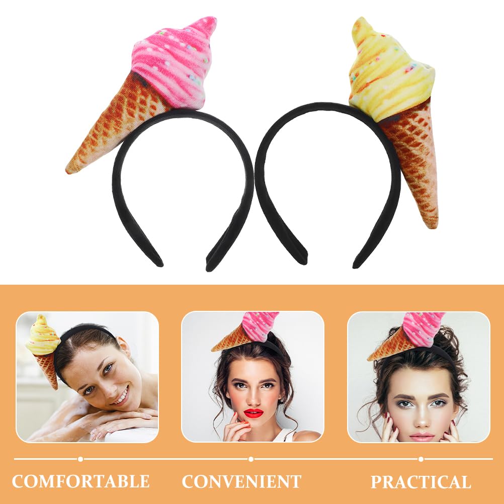 Ice Cream Headband Set - Cute Cone Hair Bands for Makeup & Face Washing | 2-Pack