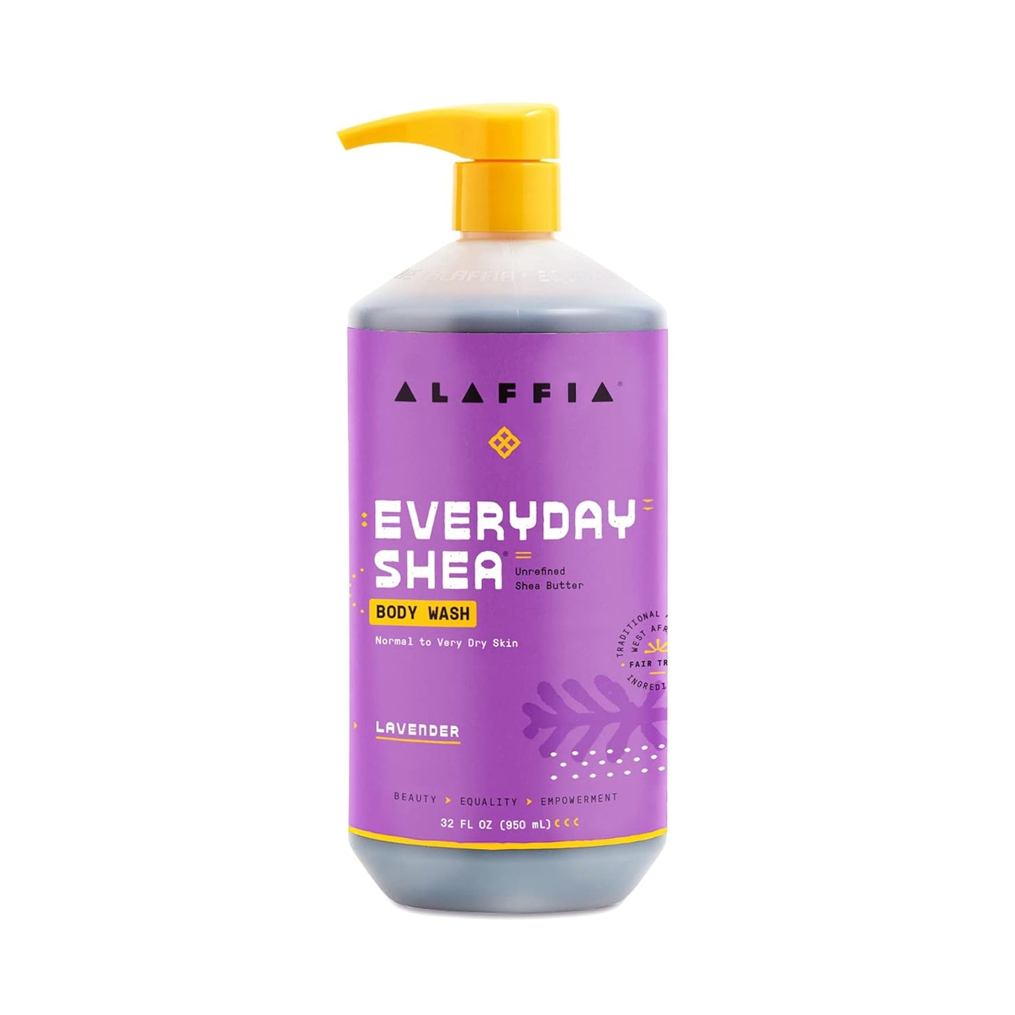 Alaffia EveryDay Shea Body Wash - Moisturizing Lavender Cleanser with Shea Butter & Neem | 32 Fl Oz