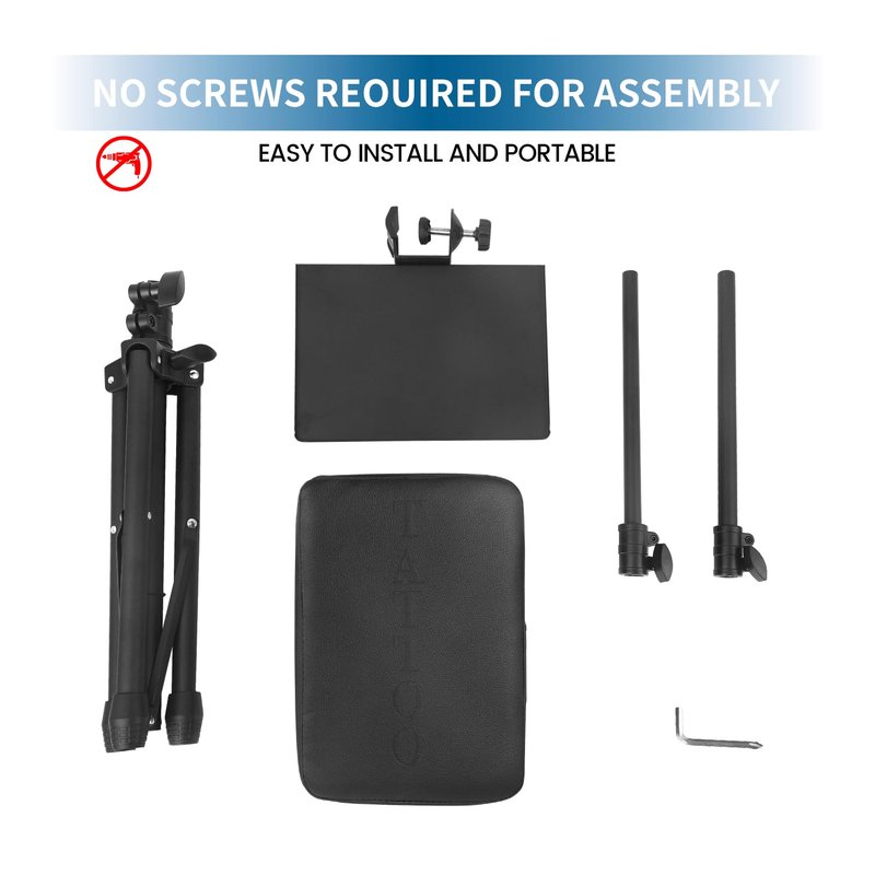 Tripartite Tattoo Armrest Stand Tripod Adjustable Height Tattoo Arm Holder Adjustable Portable Tattoo Arm Leg Rest Soft Sponge Pad for Studio Salon Tattoo Supplies