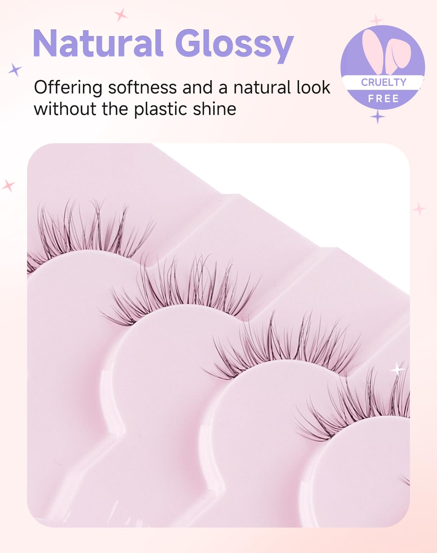 Easeful Half Lashes Natural Corner Eyelashes Wispy Natural Look Clear Band 3/4 Lashes Half-01