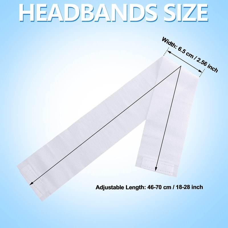 WILLBOND 200 Pieces Disposable Spa Facial Headbands Stretch Non Woven Facial Headband Skin Care Hair Band with Soft Convenient Closure for Women Salons(White)