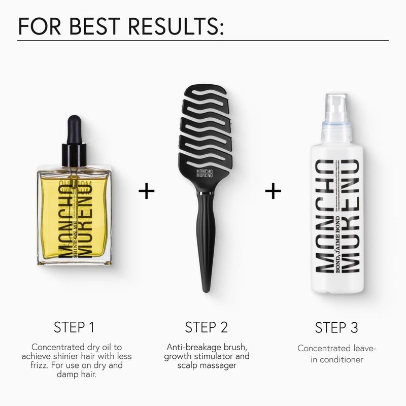 MONCHO MORENO Shine On Me - Anti-Frizz Hair Oil with Argan Oil & Vitamin E, Nourishing and Repairing Serum for Dry, Damaged & Frizzy Hair, Adds Softness and Shine (1.7 Fl Oz)