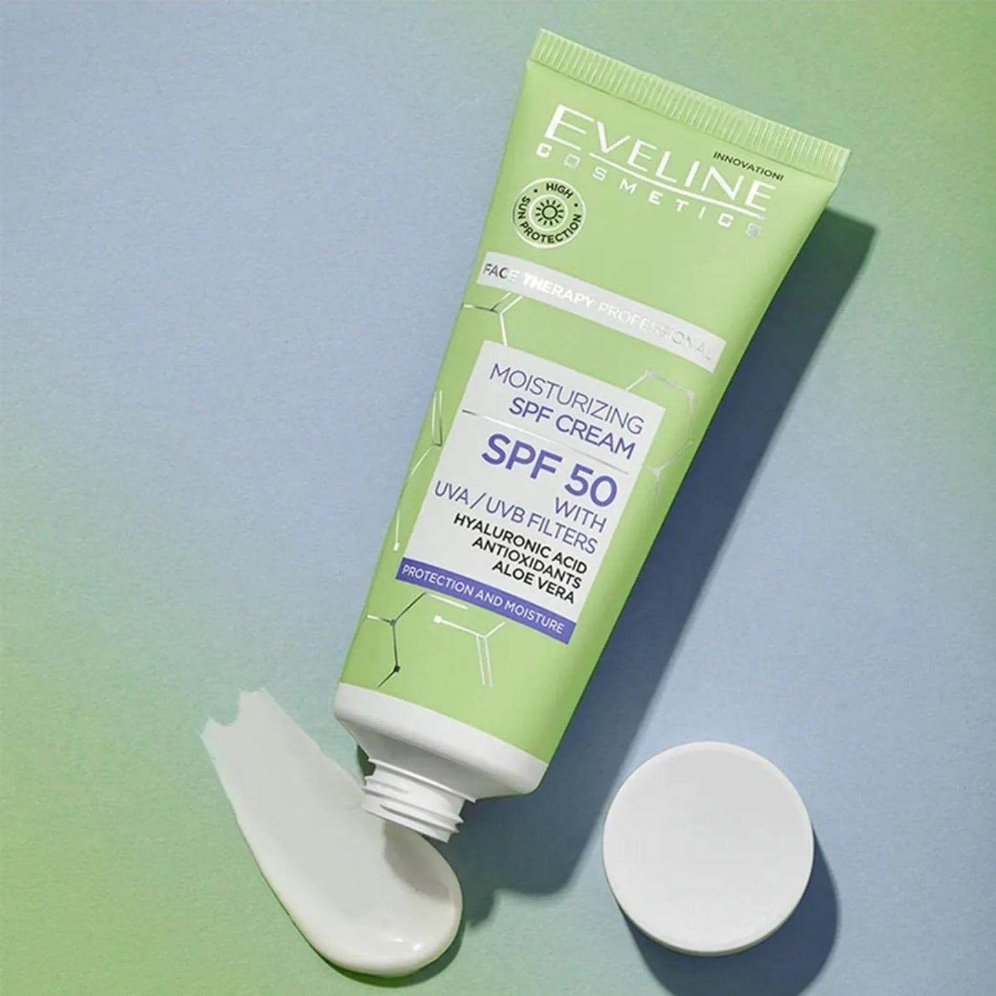 EVELINE COSMETICS Daily Moisturiser with SPF 50 – Face Cream with UVA/UVB Protection – Hydrating & Nourishing Formula for Dry and Sensitive Skin – 30ml