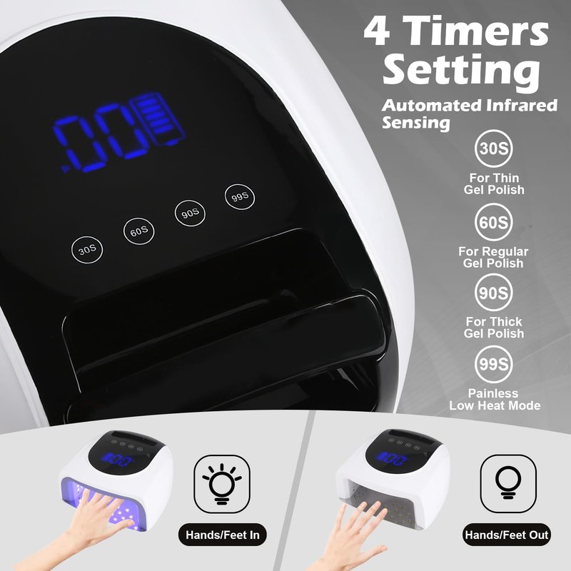 Linssy 96W UV LED Cordless Nail Lamp,Nail Dryer with 42 Beads,UV Light for Gel Nails Manicure for Fingernails & Toenails,Professional LED Nail Lamp for Salons with 4 Timer Settings and Smart Sensor