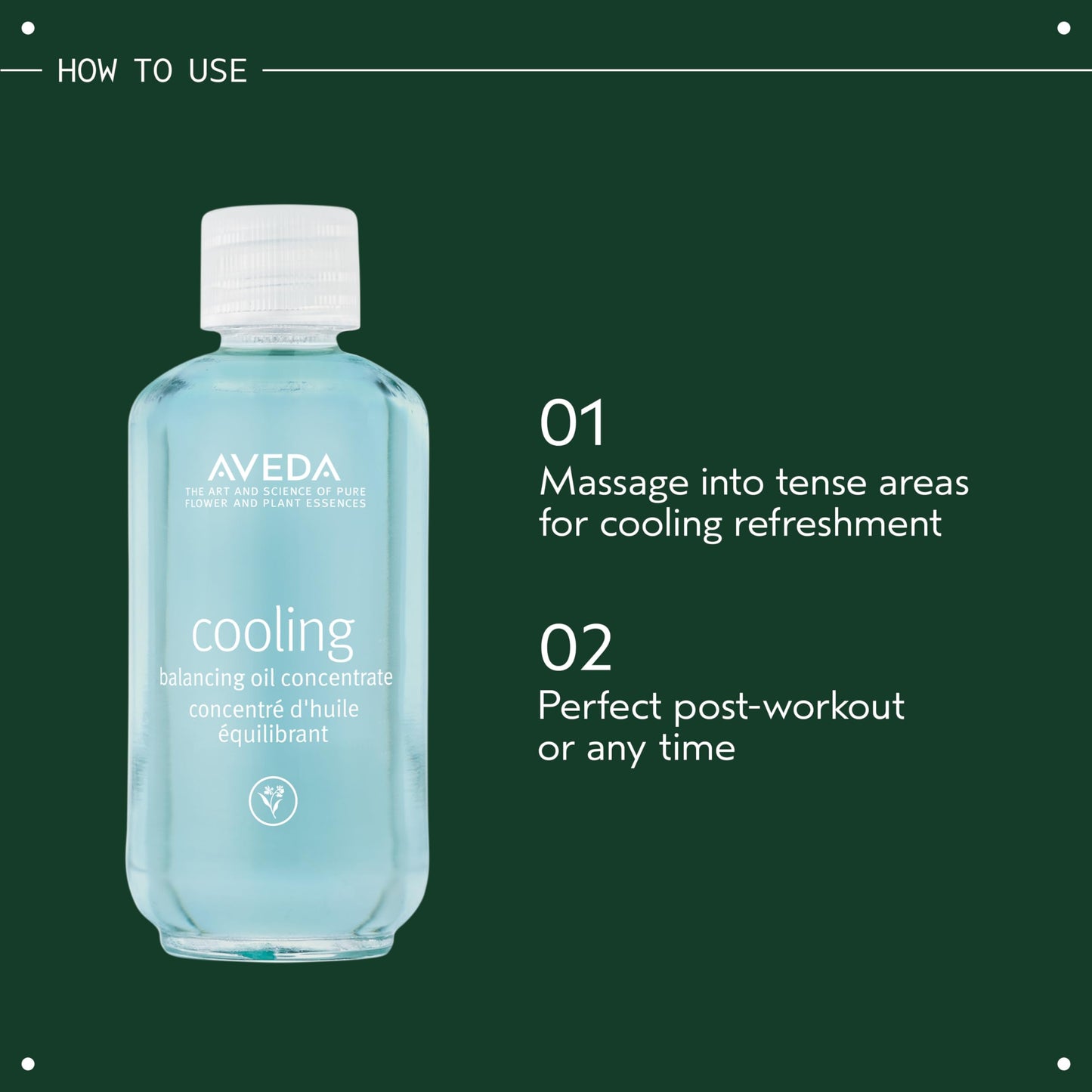 Aveda Cooling Balancing Oil Concentrate | Massage Into Sore, Achy Muscles | with Certified Organic Peppermint, Blue Chamomile | Naturally Derived* Menthol, 0.24 Fl Oz