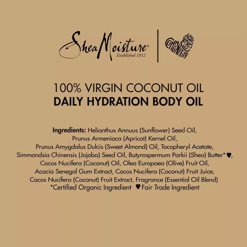 Shea Moisture Body Oil, Daily Hydration 2-Pack – Lightweight, Non-Greasy Moisturizer with 100% Extra Virgin Coconut Oil, Coconut Milk, and Acacia Senegal, 8 Oz Ea