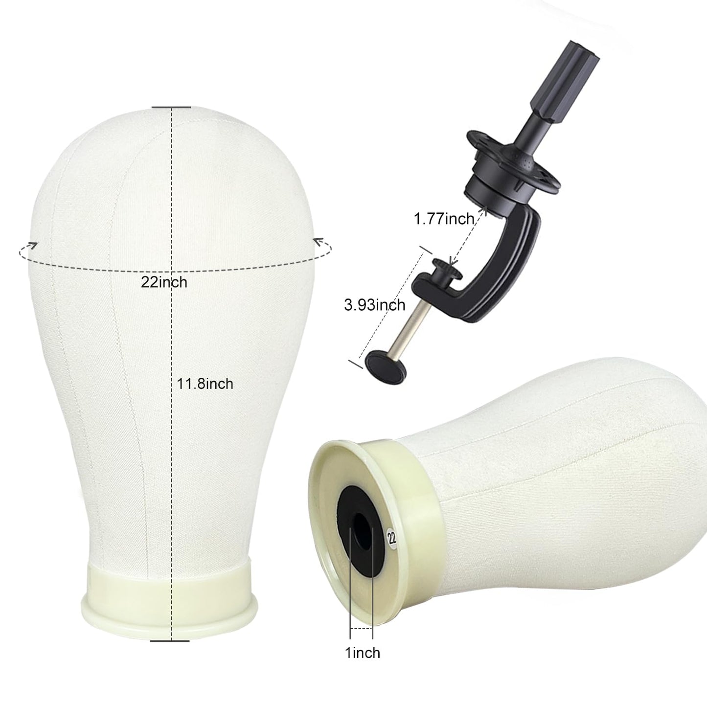 Firstwon 22 Inch Wig Head Mannequin Head for Wigs, Wig Stand with Head for Hair Styling Practice Display Wigs Making Tripod Stand with T Pins Set