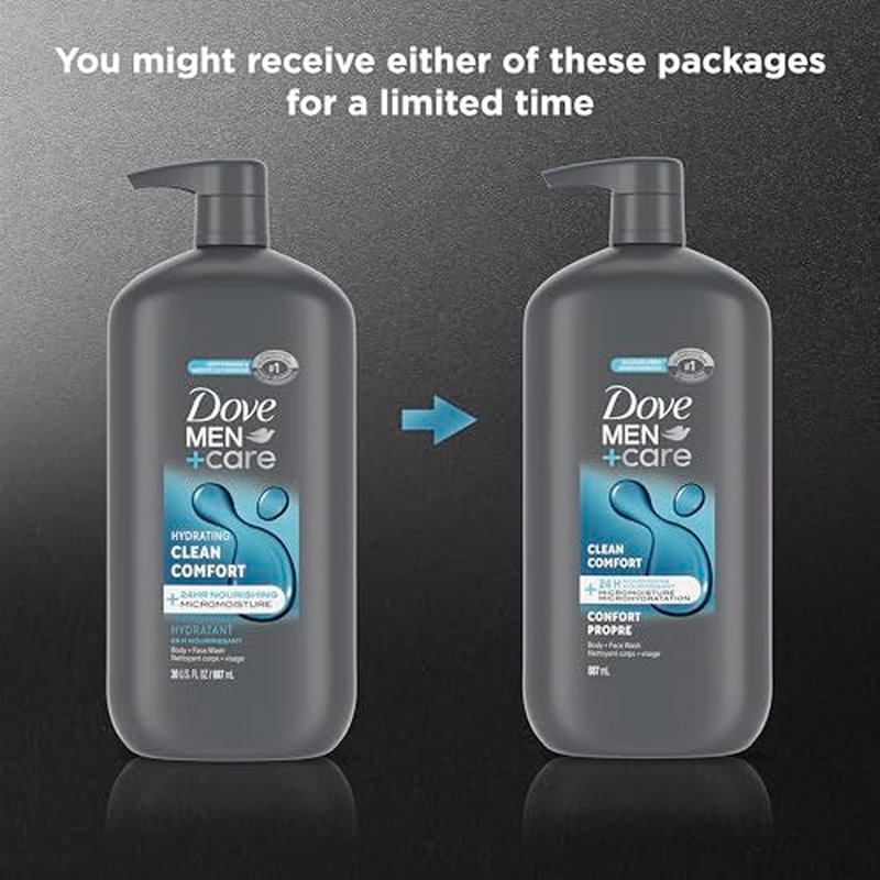DOVE MEN + CARE Body and Face Wash Hydrating Clean Comfort Men's Body Wash with 24-Hour Nourishing Micromoisture Technology 30 oz