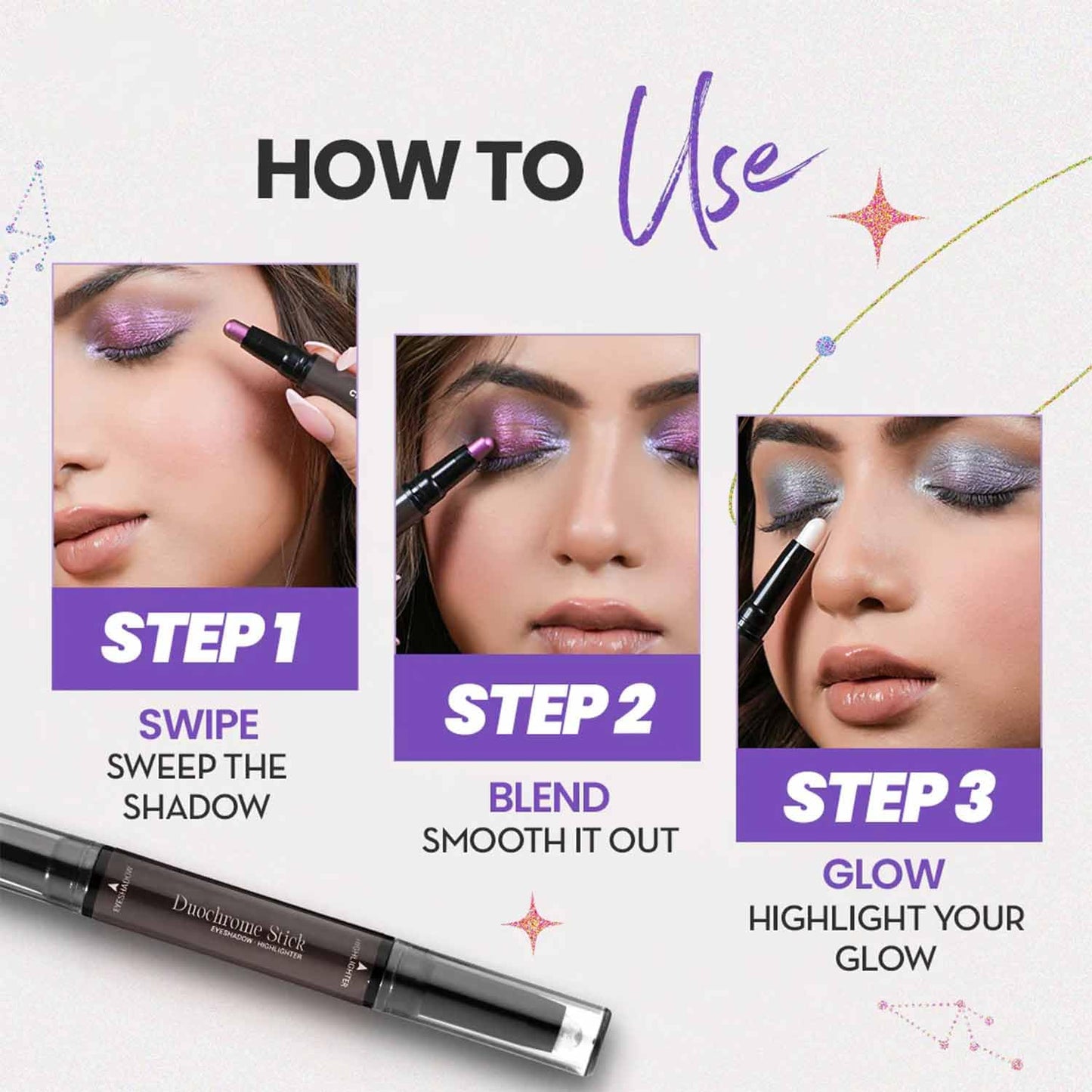 Multichrome 2-in-1 Cream Eyeshadow Stick - Waterproof Eye Brightener & Highlighter, Vegan, Smudge-Proof | High Pigment (#904)