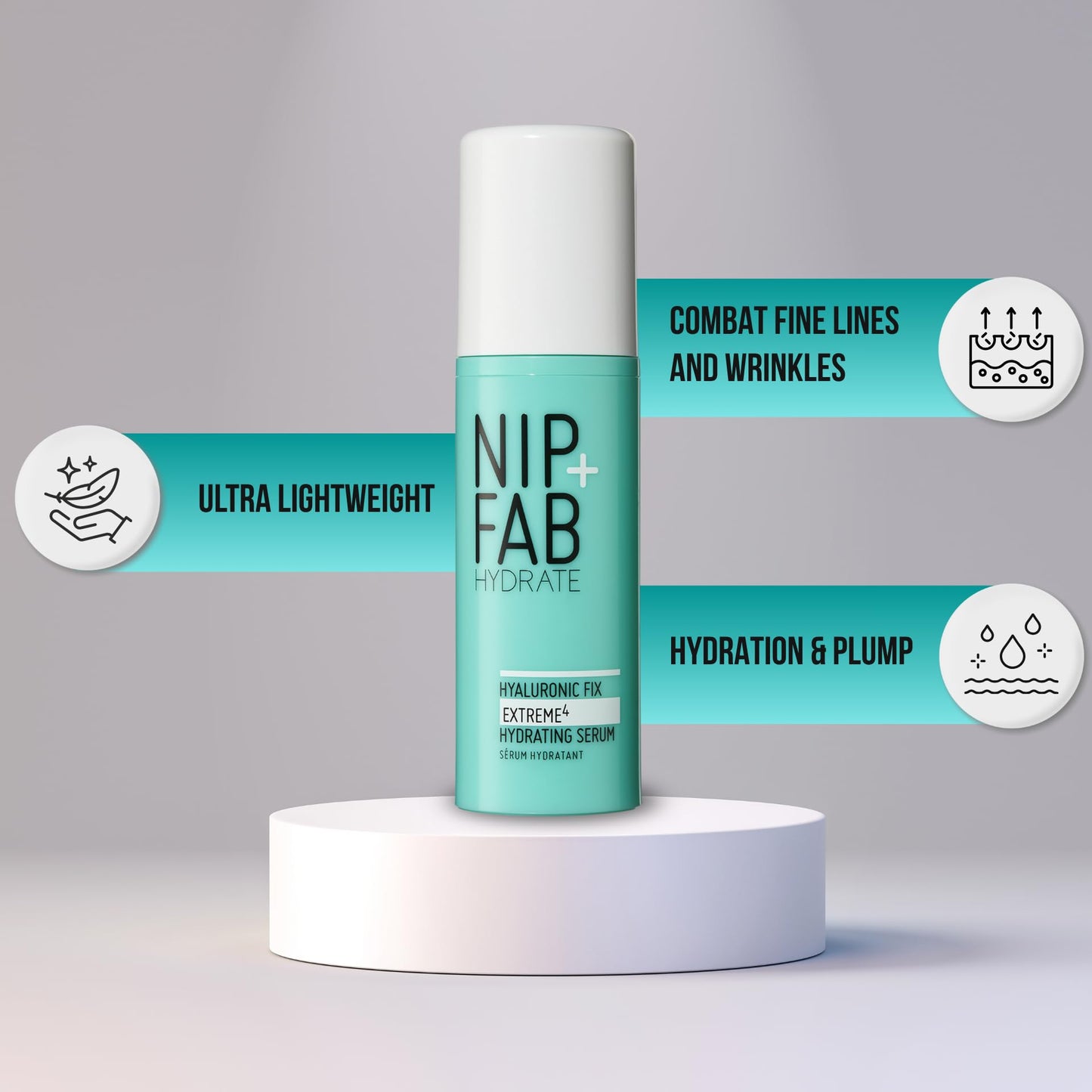 Nip + Fab Hyaluronic Acid Fix Extreme 4 2percent Face Serum, Lightweight, Non-Greasy Anti-Aging Hydrating Moisturizing for Fine Lines & Wrinkles, Skin-Plumping Skin Care, Smoothing, Multicolor, 50ML