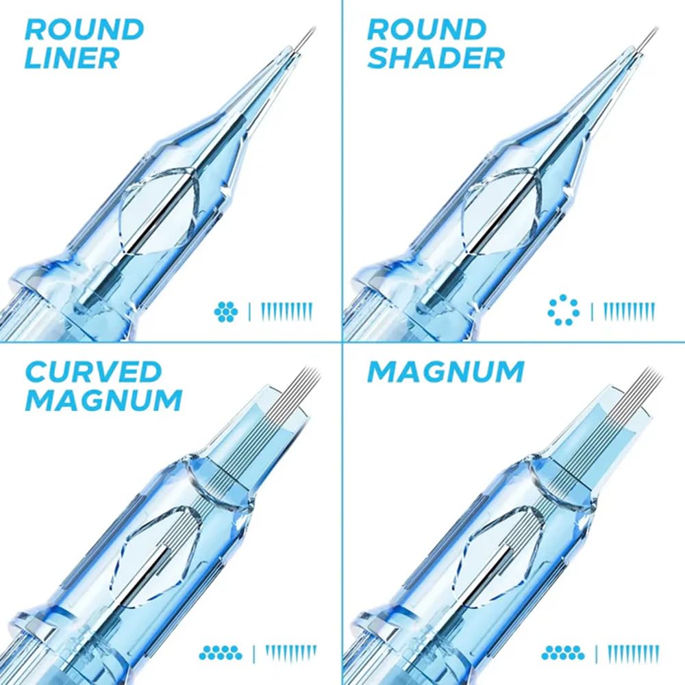 Tattoo Cartridges Needles, 20Pcs Tattoo Needles #06 Bugpin 3 Round Liner with Membrane Disposable Cartridges Tattoo Needles Long Taper for Permanent Makeup Tattoo Supplies (0603RLL)