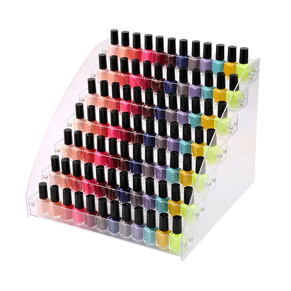 7 Tiers Essential Oils Nail Polish Rack Acrylic Lipstick Holder Display Stands Dropper Bottle Organizers Wide Tall Dresser Balls Commodity Goods Shelf for Store Shop Countertop Checkout Counter Case