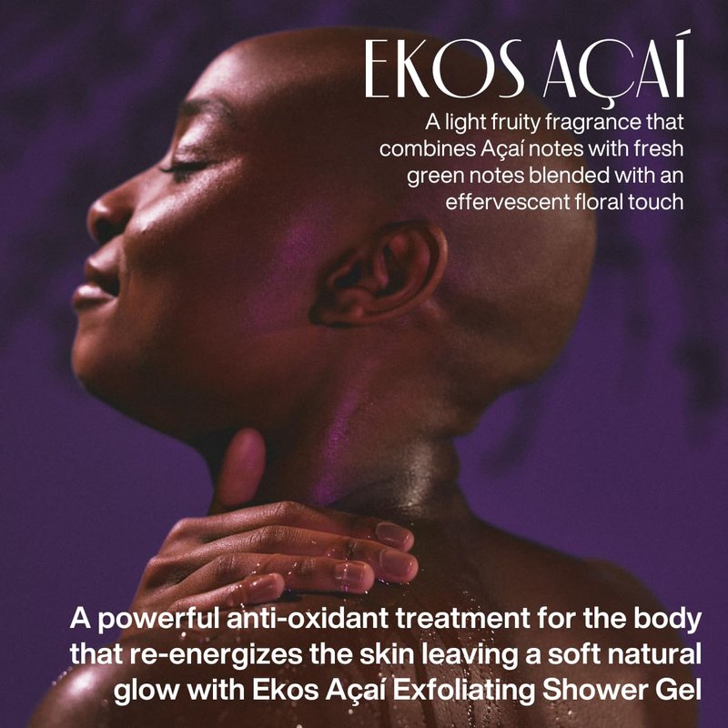 Natura - Ekos Açaí Revitalizing Exfoliating Shower Gel - Natural Exfoliants - Removes Impurities - Body Wash - Vegan Skin Care - Brazilian Beauty Secrets - Self Care & Body Care - 6.2 fl oz (185ml)