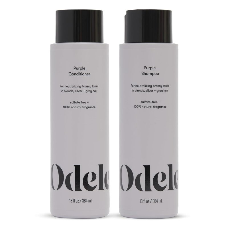 Odele Sulfate-Free Purple Shampoo & Conditioner Set - Neutralize Brassy Tones in Blonde, Silver & Gray Hair | 13 Fl Oz Each (2-Pack)