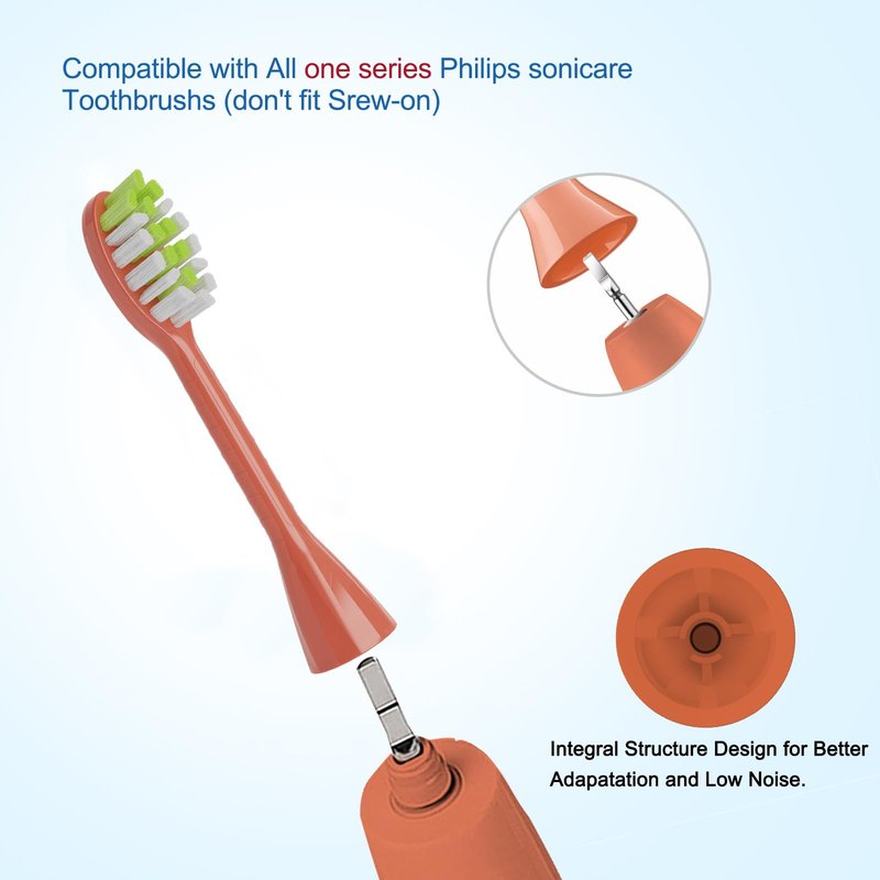 One Series Replacement Toothbrush Heads Pisonicleara Compatible with sonicare Philips BH1022/03 HY1100/02 HY1102 (8-pc) Battery Brush, Mango Snow White
