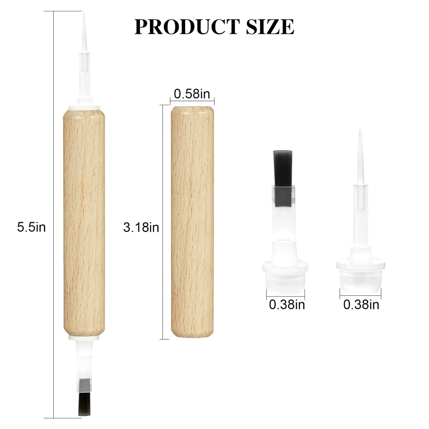C12rtive 50Pcs Replacement Nail Polish Brush Kit,Dual-Ended Professional Nail Art Brush for Dip Powder Base Coat,Nail Polish Acrylic Brush with Flat Brush & Pointed Brush for DIY & Salon Use