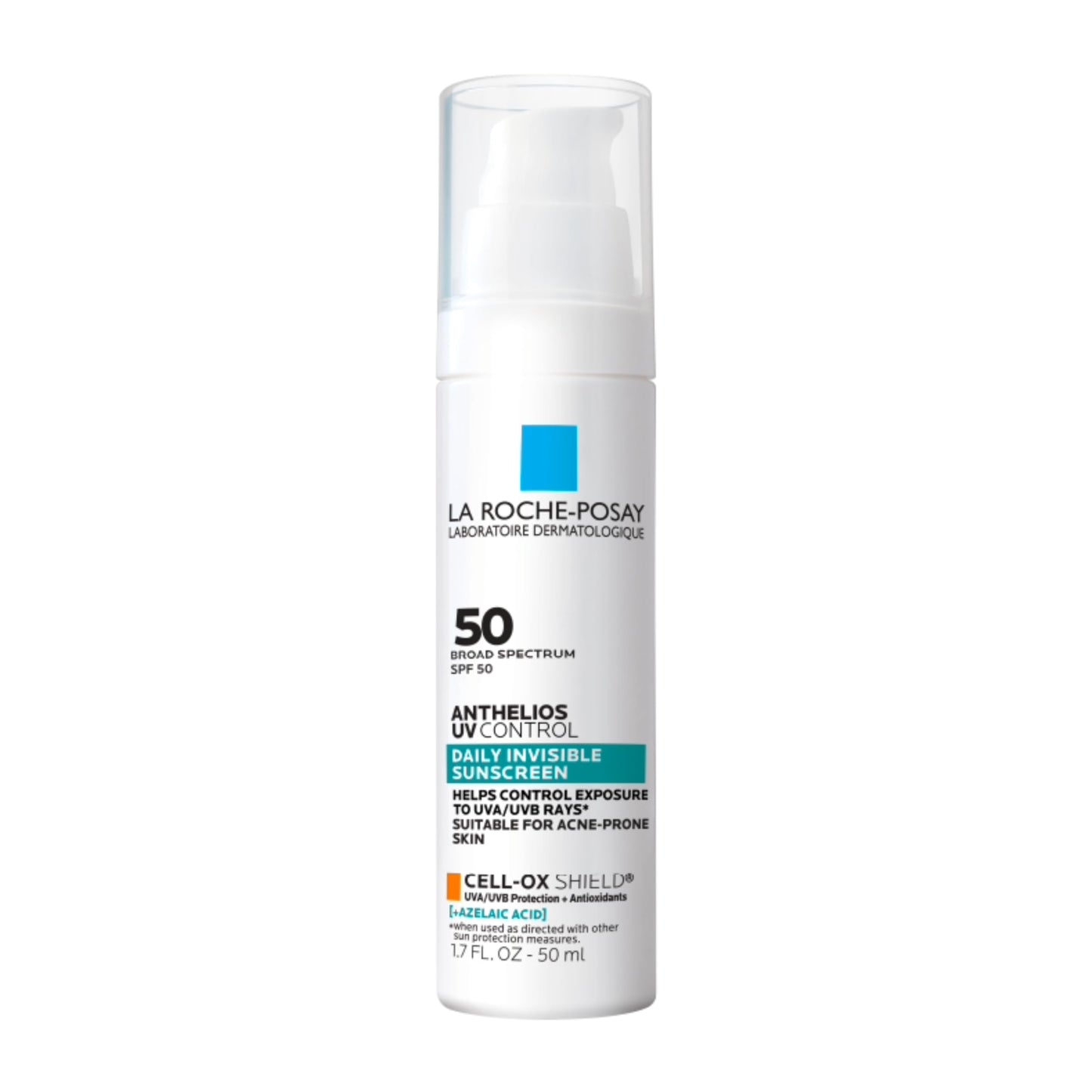 La Roche Posay Anthelios UV Control Sunscreen SPF 50, Daily Sunscreen for Face with Azelaic Acid, Broad Spectrum Invisible SPF Protection for Acne and Rosacea Prone Skin