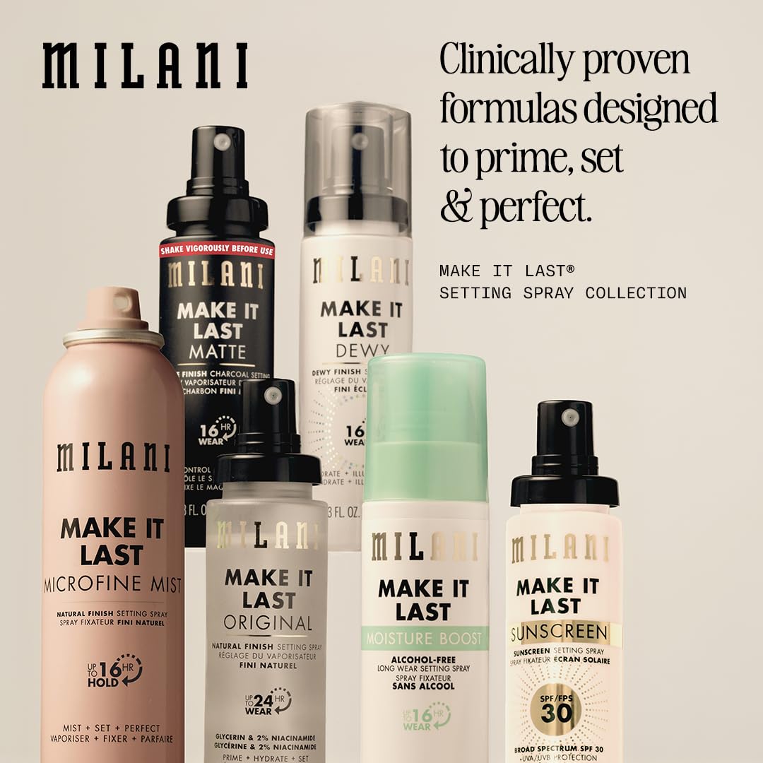 Milani Sunscreen Setting Spray + Primer, Make It Last Sunscreen for Face- SPF 30 UVA & UVB Protection Antioxidant Rich Formula for Broad Spectrum Protection, Prime + Set + Protect, 2.02Fl. Oz - 2 Pack