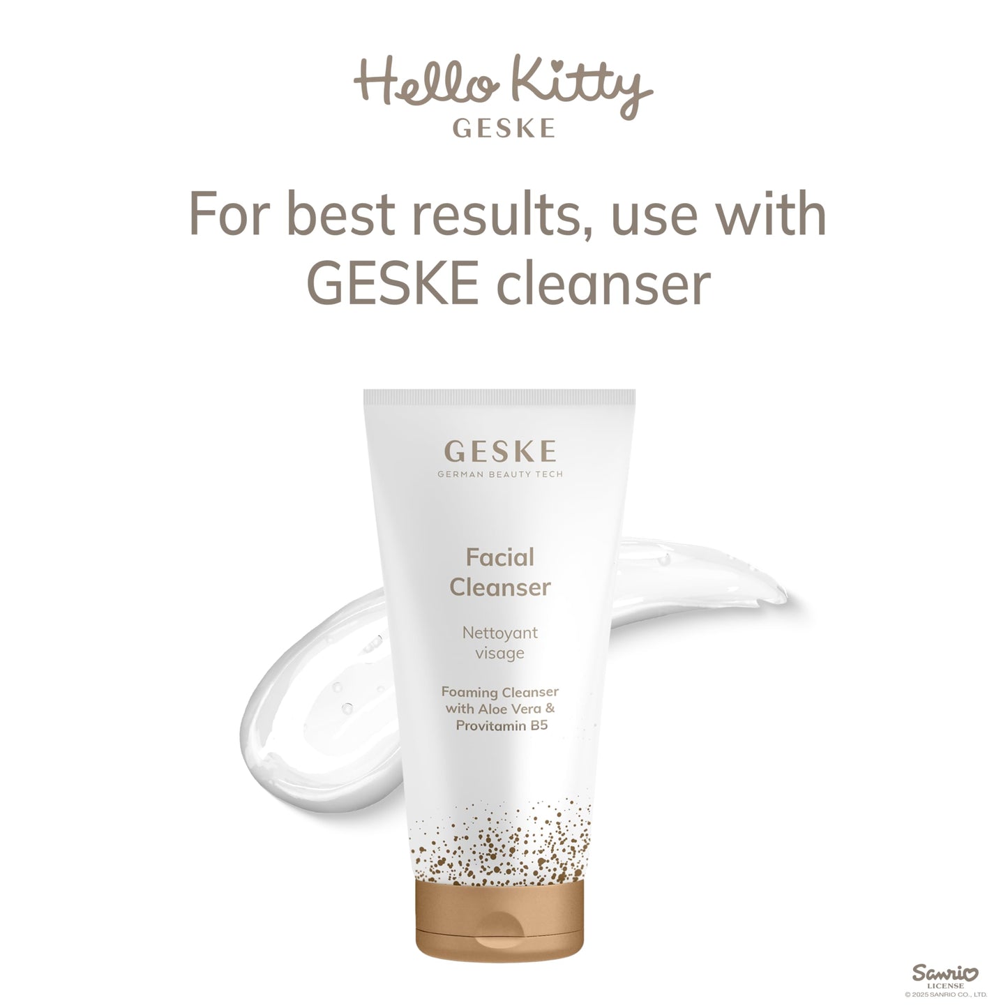 GESKE x Hello Kitty SmartAppGuided Facial Brush | 3 in 1 | Skin Cleansing Silicone | Routine Skincare | Gentle Cleansing | Facial Cleanser