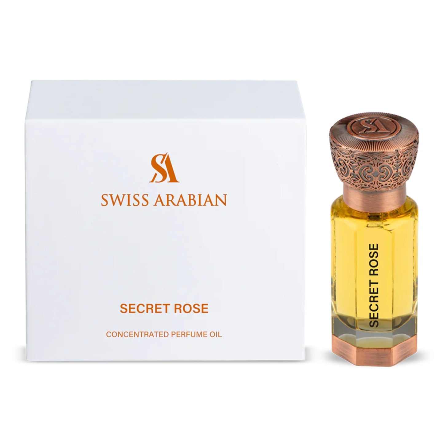 Swiss Arabian Secret Rose - Luxurious Concentrated Perfume Oil - Long Lasting Artisan Perfume with Notes of Lemon, Cinnamon, and Citrus - 0.4 oz