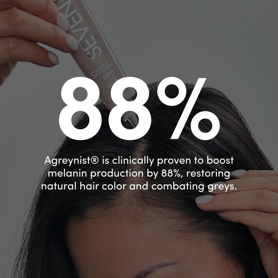 SEVEN Satara Opti Anti Grey Hair Serum, Triple-Action Oil Serum for Anti-Frizz & Damaged Hair Growth, Shine Enhancing, Frizzy Control, Color Reversal, Thinning Reduction, 1.4 fl oz, 42 ml