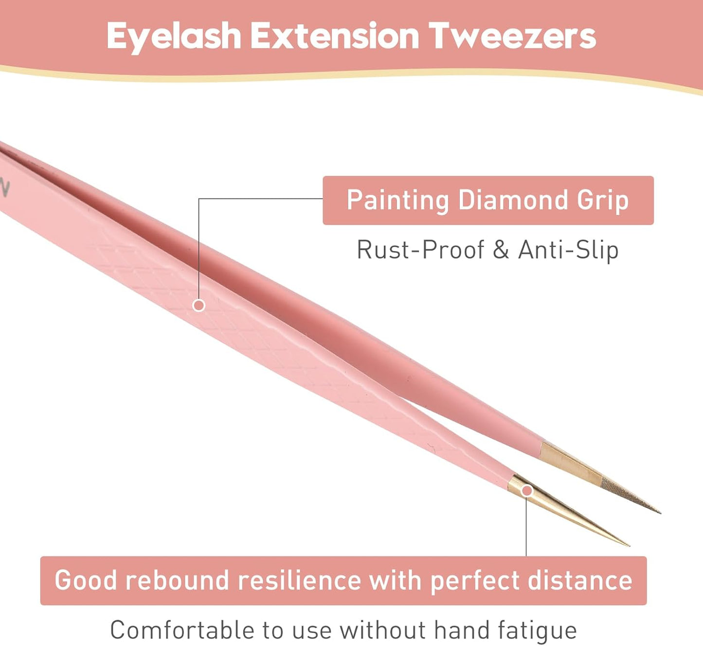 Eyelash Extension Tweezers Set - 5 Pcs Fiber Tip Grip Isolation & 45/90 Degree Volume Tweezers