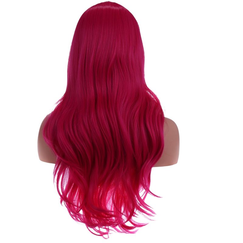 Hot Pink Wig for Women - Long Curly Synthetic Middle Part Wig | Perfect for Cosplay & Costume Parties