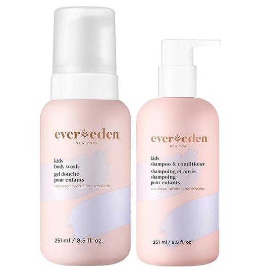 Evereden Kids Shampoo and Conditioner 2 in 1 and Kids Body Wash set | Gentle and Clean Skin Care | Non-toxic Ingredients | Cool Peach scent