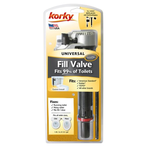 Korky QuietFILL Platinum Toilet Fill Valve - Universal Fits 99% of Toilets - Easy Height Adjust for Fast Install, 528MP