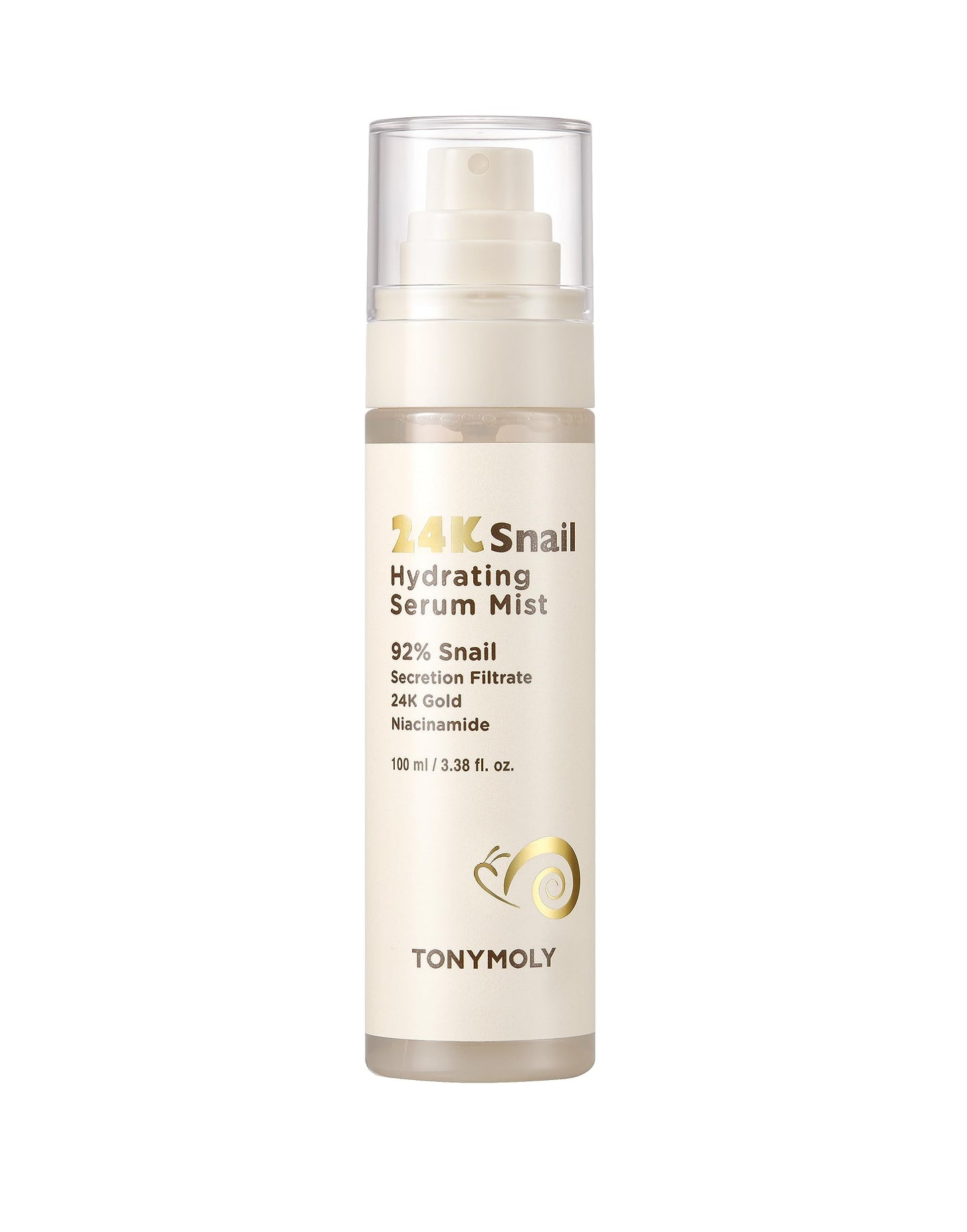 TONYMOLY 24K Snail Hydrating Serum Mist 3.38 oz – 92% Snail Mucin Face Mist with Niacinamide, Peptides & Gold for Radiant Skin, Moisturizing Korean Toner Spray for Hydration & Anti-Aging