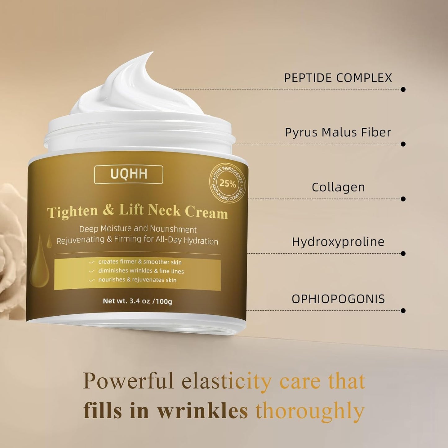 Neck Firming Cream - Moisturizing Tightening & Lifting Formula | 3.4oz for Fine Lines & Sagging Skin