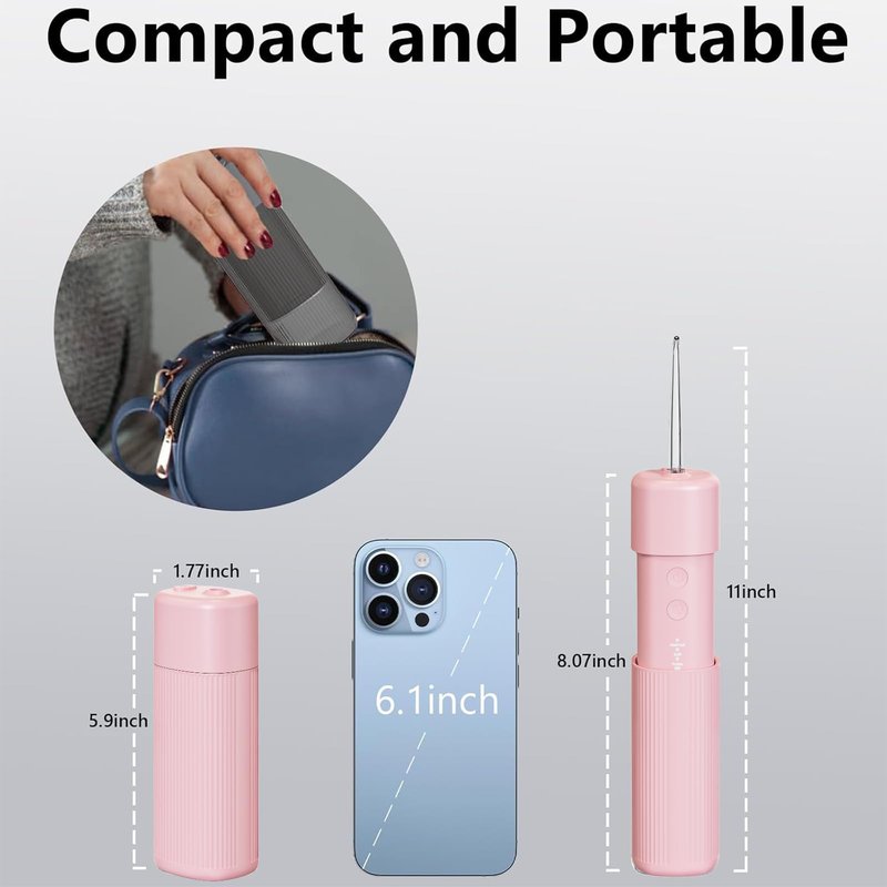 HUACO CARE Portable Mini Water Flosser, Oral Irrigator Water Teeth Cleaner Pick with Telescopic Water Tank,3 Modes & IPX7 Waterproof, Home & Travel (Pink)