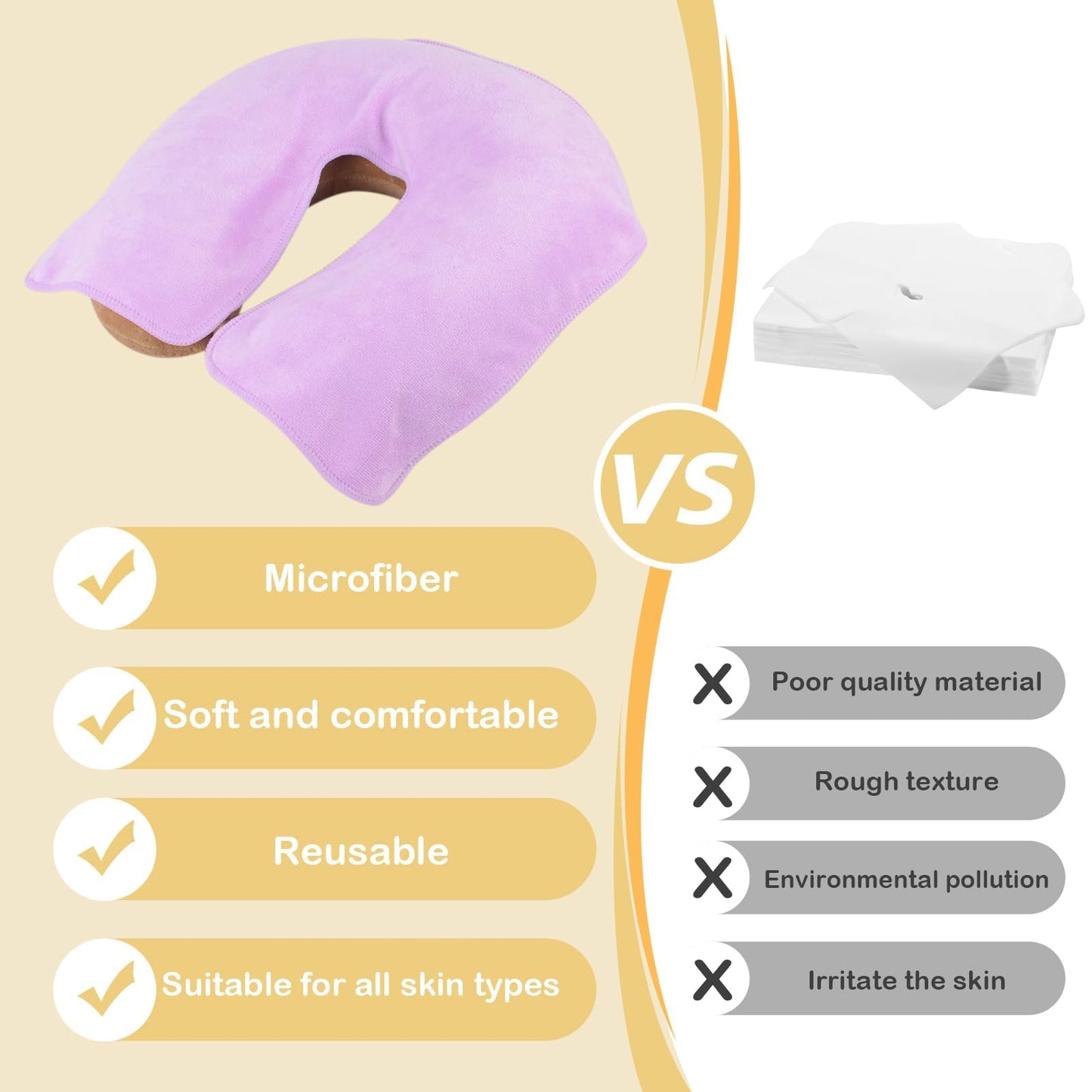 SINLAND Microfiber Face Cradle Covers Large Size Soft and Reusable Non-Stick Massage Headrest Cover Suitable for Any Massage Tables & Massage Chair