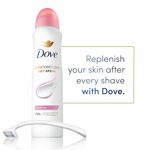 Dove Advanced Care Antiperspirant Deodorant Spray Powder Soft 3 Count to help skin barrier repair after shaving 72 hour antiperspirant deodorant for soft underarms with boosted ceramide levels 3.8 oz