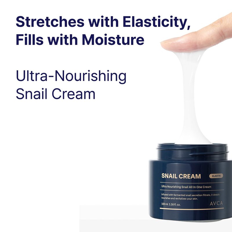 AVCA Snail Mucin Face Cream Moisturizer 100ml(3.38 fl. oz) – Hydrating Anti Aging Korean Skin Care, Helps Improve Elasticity & Fine Lines with HA & Collagen