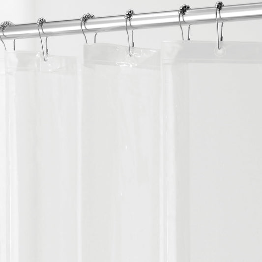 iDesign Waterproof PEVA Plastic Shower Curtain Liner for Use Alone or With Fabric Curtain, 72” x 72”, Clear
