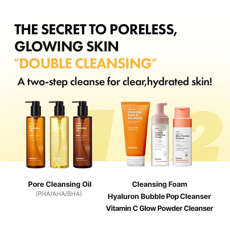 Hanskin PHA Pore Cleansing Oil - Korean Cleansing Oil for Face, Lightweight Makeup Remover & Oil Cleanser, Removes Makeup, Sunscreen & Excess Oil, Double Cleansing for Sensitive Skin, XL 10.14 oz