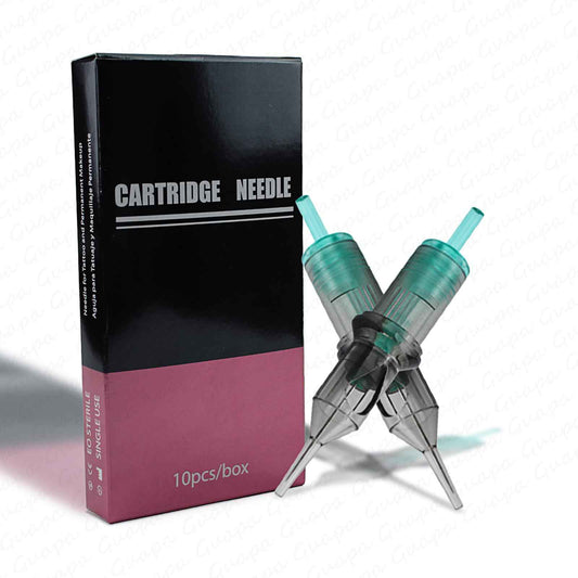 MARLLOGIVA 20pcs Green Long Taper Universal Tattoo Cartridges Permanent Makeup Cartridge Needles and Scalp Tattoo SMP Needles (1R-0.30mm)