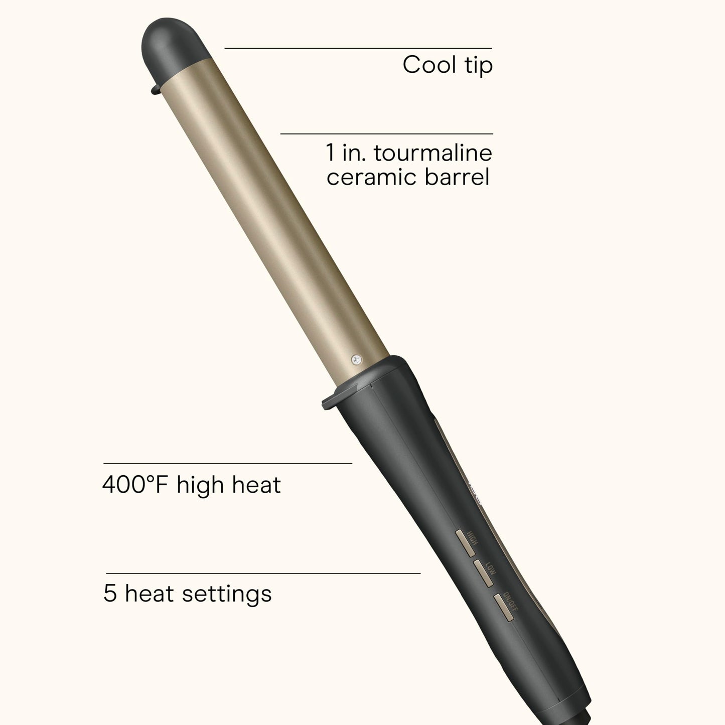 INFINITIPRO BY CONAIR Tourmaline Ceramic 1-Inch Curling Wand, 1-Inch Barrel Produces Flawless Waves, Hair Wand for Use on Short, Medium, and Long Hair, Dark Gray