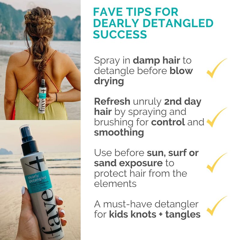 fave4 hair Dearly Detangled Leave In Conditioner & Detangler Spray, Silicone Free, 7.2 fl oz