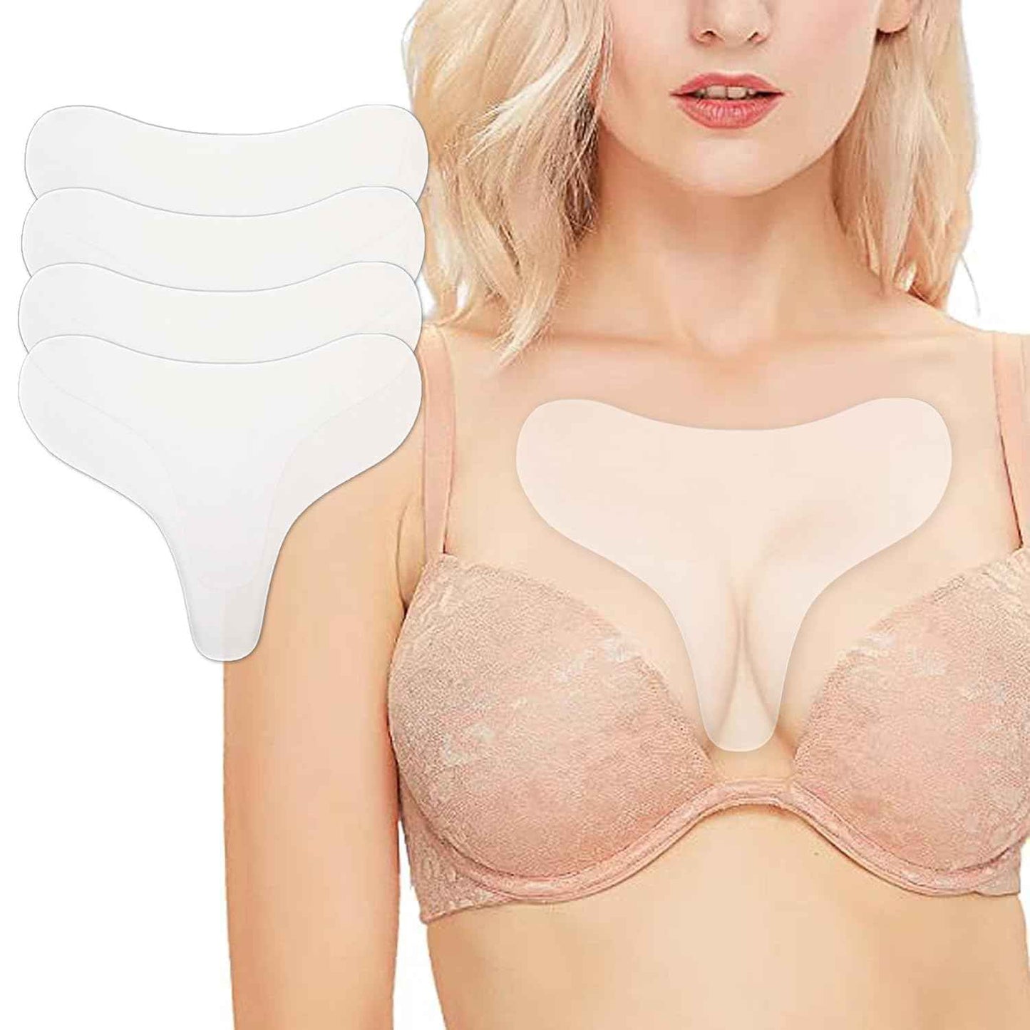 Chest Wrinkle Pads-4 pads Silicone Patches for Wrinkles, Anti Wrinkle Patches for Decollete & Cleavage, Anti Aging Wrinkle Remover, Reusable Overnight Wrinkles Treatment While Sleeping