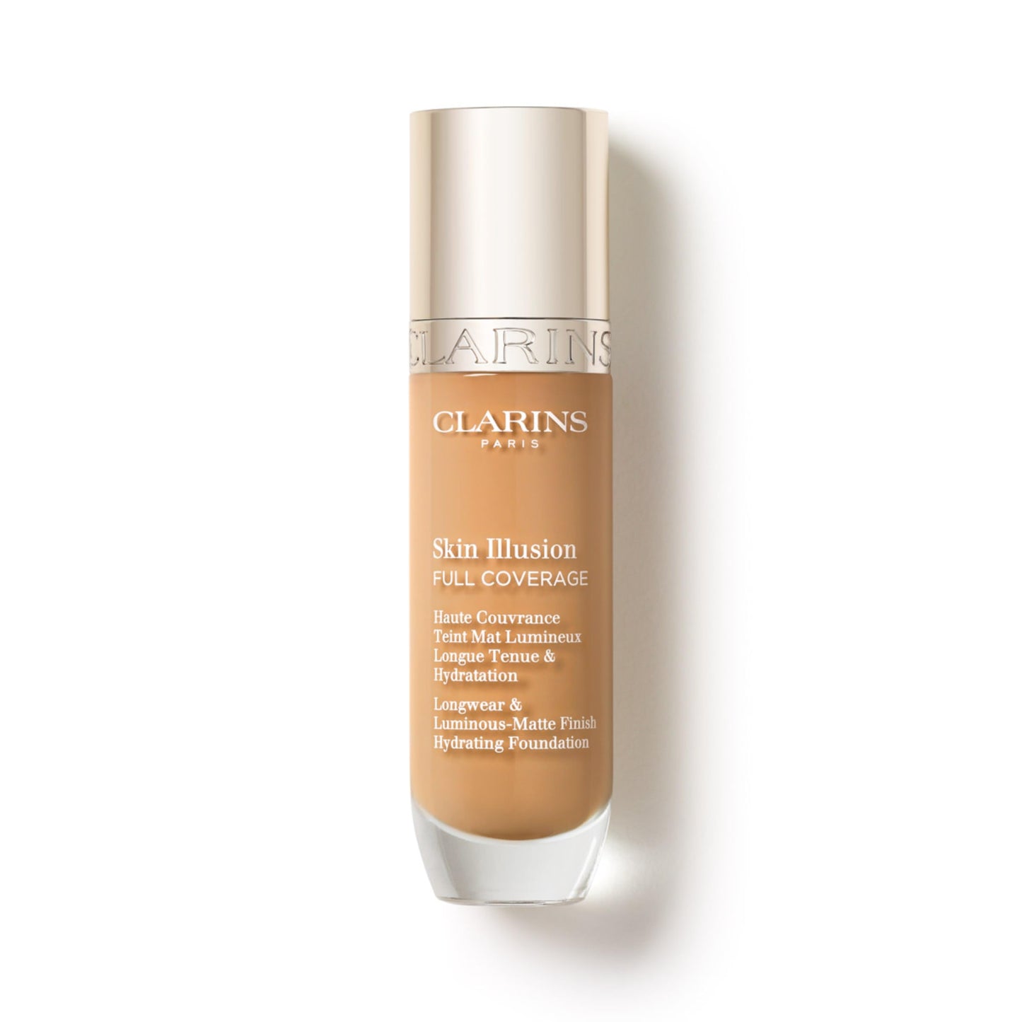 Clarins Skin Illusion Longwear Full Coverage Foundation|Luminous Matte Finish|24H Hold and 24H Hydration|Natural Looking|Transfer, Sweat and Smudge Proof| Contains Hyaluronic Acid|1 Fl Oz, 112.5W
